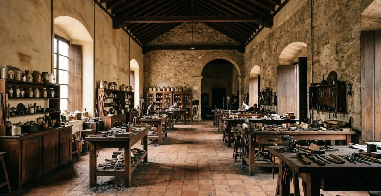Traditional Dominican jewelry workshop interior with tools and materials