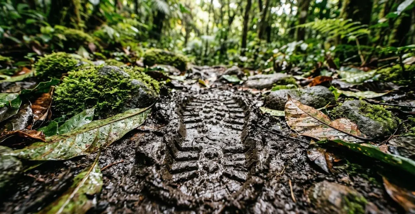Lush jungle trail leading to El Limón waterfall with tropical vegetation