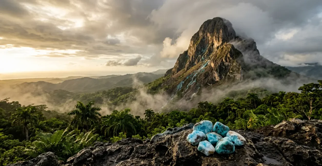 Rare blue larimar gemstone found only in one mountain in Bahoruco, Dominican Republic