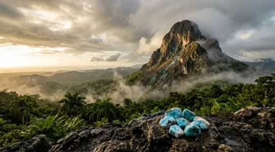Rare blue larimar gemstone found only in one mountain in Bahoruco, Dominican Republic